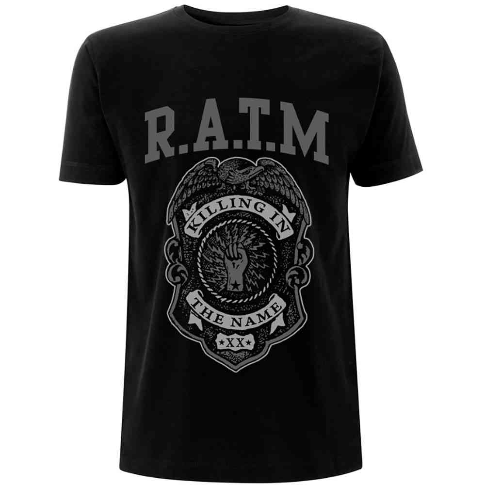 Rage Against The Machine - Grey Police Badge Heren Tshirt - Zwart